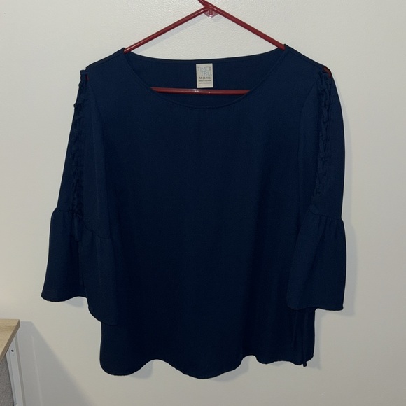 Navy Blue Blouse with puffy sleeves 💙 - size medium from Time and Tru - Picture 5 of 5